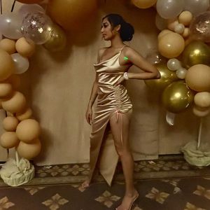 Gold dress with slit